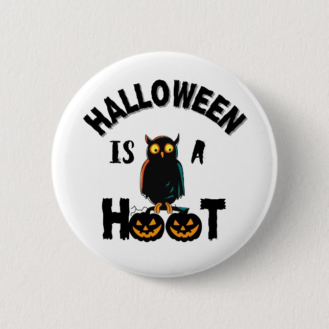 Macaron Rond 5 Cm Halloween est une saison de Hoot (Devant)