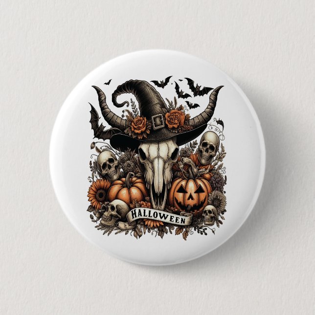 Macaron Rond 5 Cm Halloween feuille de taureau de vache (Devant)