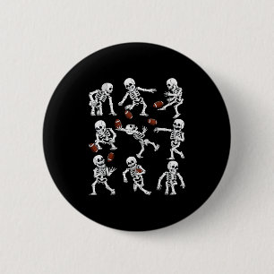 Macaron Rond 5 Cm Halloween Football Américain Squelettes Drôles Hom