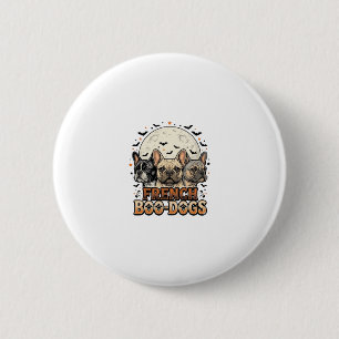 Macaron Rond 5 Cm Halloween Frenchie Boo Dogs Drôle Vintage_1
