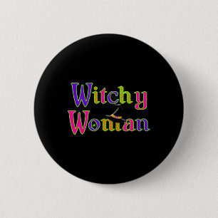 Macaron Rond 5 Cm Halloween Fun Witch Witchy Woman Trick Treat