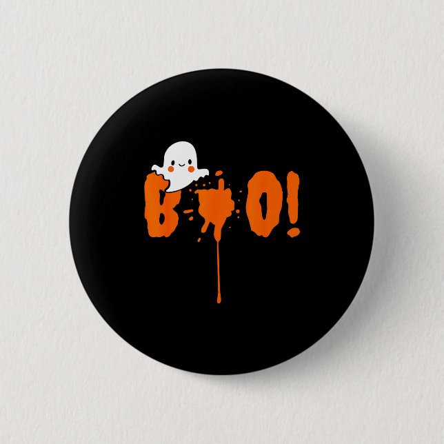Macaron Rond 5 Cm Halloween Funny Cute Ghost Boo! Design Gift  (Devant)