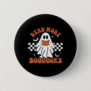 Macaron Rond 5 Cm Halloween Funny Teacher Cute Livres Ghost Read Mo