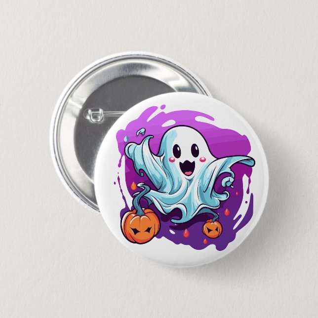 Macaron Rond 5 Cm Halloween Ghost Pin (Devant & derrière)
