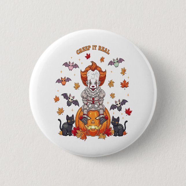 Macaron Rond 5 Cm Halloween Gnome Cute Citrouille (Devant)