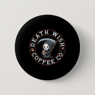 Macaron Rond 5 Cm Halloween Grave Faucheuse Boire Café Décès J