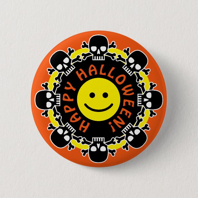 Macaron Rond 5 Cm Halloween heureux (Devant)