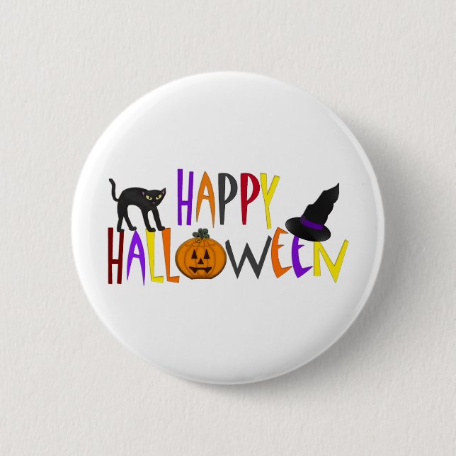 Macaron Rond 5 Cm Halloween heureux coloré (Devant)