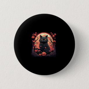 Macaron Rond 5 Cm Halloween mystique_ Chat noir, Citrouille, Grande