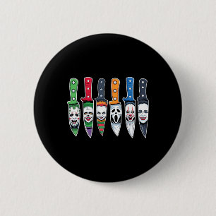 Macaron Rond 5 Cm Halloween Personnages De Film Horreur En Couteaux 