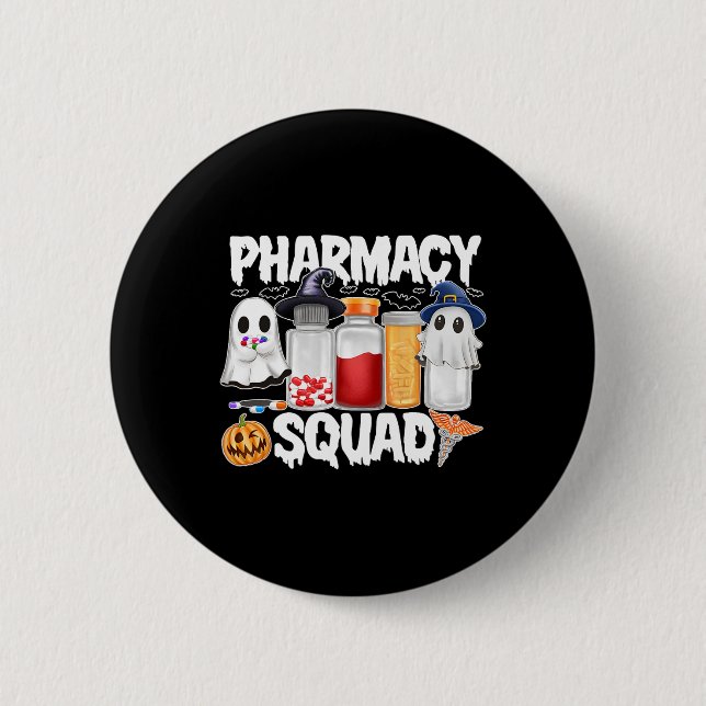Macaron Rond 5 Cm Halloween Pharmacie Squad pilules Chemises Pharmac (Devant)