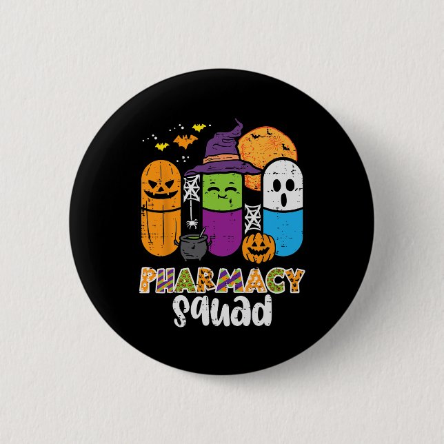 Macaron Rond 5 Cm Halloween Pharmacy Squad PIlls Costume Pharmaciste (Devant)