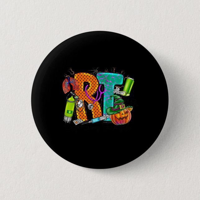 Macaron Rond 5 Cm Halloween RT Respiratory Therapist éffrayant RT pu (Devant)