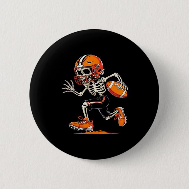Macaron Rond 5 Cm Halloween Skeleton Funny Football Shirt For Teens  (Devant)