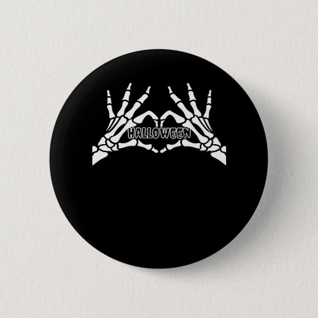 Macaron Rond 5 Cm Halloween - Skeleton Hands Heart (Devant)