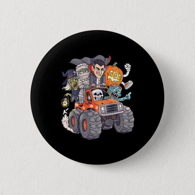 Macaron Rond 5 Cm Halloween Skeleton Zombie Monster Truck Vampire Bo (Devant)