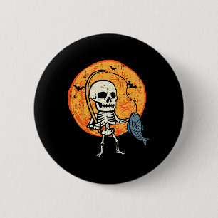 Macaron Rond 5 Cm Halloween Squelette Costume de pêche Pêcheur Homme