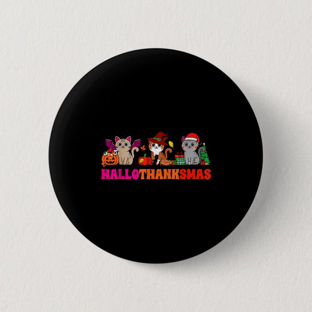 Macaron Rond 5 Cm Halloween Thanksgiving Christmas Happy Hallothanks (Devant)