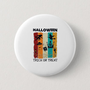 Macaron Rond 5 Cm Halloween Trick Or Treat Loup-Garou Sorcière Squel