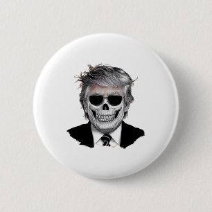 Macaron Rond 5 Cm Halloween Trump Orange Américain Horreur Party Cos