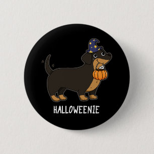 Macaron Rond 5 Cm Halloweenie Drôle de Saucisse Chien Jeu de Mots Fo