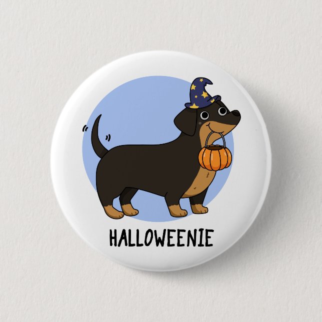 Macaron Rond 5 Cm Halloweenie Funny Saucisson Chien Pun (Devant)