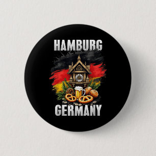 Macaron Rond 5 Cm Hambourg Allemagne Souvenir Allemand Drapeau Voyag