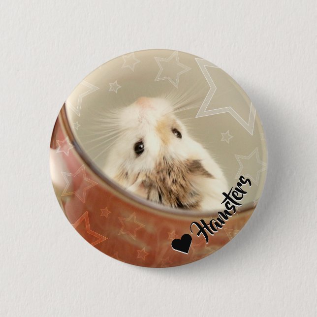Macaron Rond 5 Cm Hammyville - Cute Hamster (Devant)