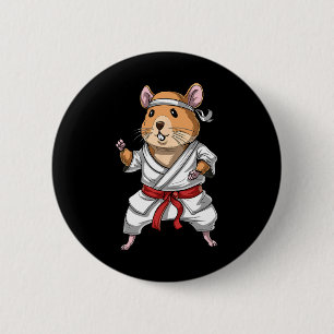 Macaron Rond 5 Cm Hamster Karate Ninja Jiu-jitsu Judo Taekwondo Mart