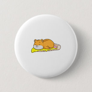 Macaron Rond 5 Cm Hamster & Pizza au fromage