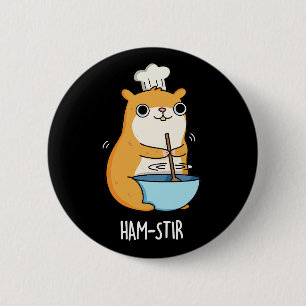 Macaron Rond 5 Cm Hamstir Funny Chef Hamster Pun Dark BG