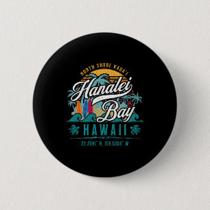 Macaron Rond 5 Cm Hanalei Byy North Shore Kauai Hawaii Retro Sun Sur