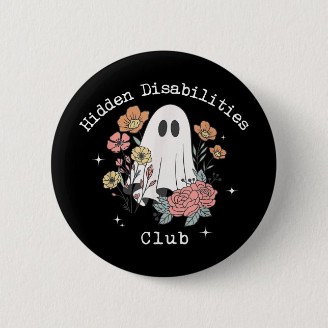 Macaron Rond 5 Cm Handicap caché Invisible Autisme (Devant)