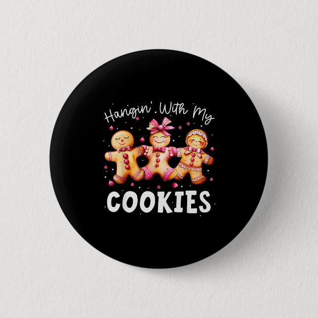 Macaron Rond 5 Cm Hangin With My Cookies Gingerbread Women Christmas (Devant)
