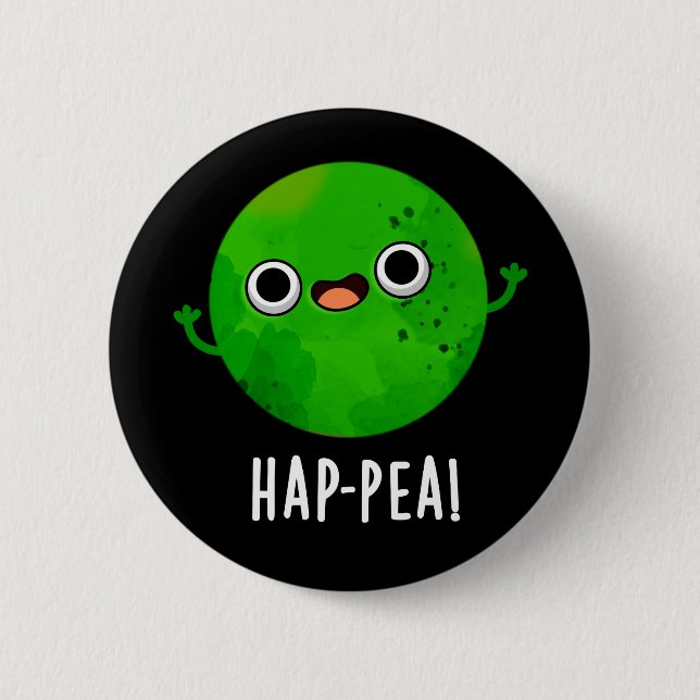 Macaron Rond 5 Cm Hap Pea Funny Happy Pea Pun Dark BG (Devant)