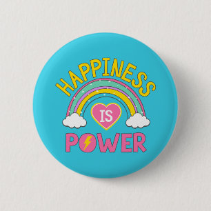 Macaron Rond 5 Cm Happiness is Power Rainbow