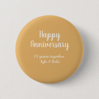Macaron Rond 5 Cm Happy anniversary golden white 10 years name date