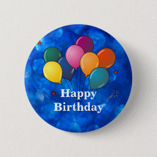 Macaron Rond 5 Cm "Happy Birthday," Celebration Balloons