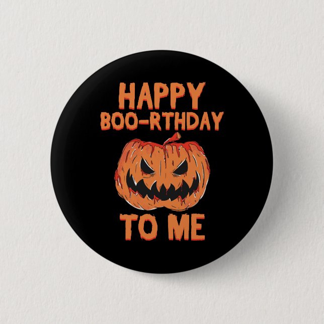 Macaron Rond 5 Cm Happy Boo-rthday Birthday To Me Spooky Halloween (Devant)