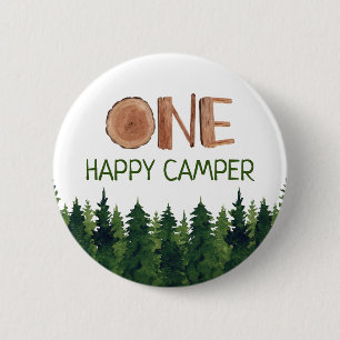 Macaron Rond 5 Cm Happy Camper Aquarelle Bois Un Rustique