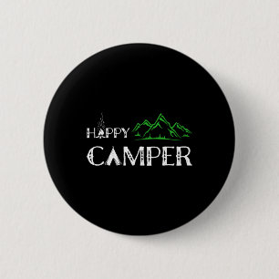 Macaron Rond 5 Cm Happy Camper - Camping Pour Hommes