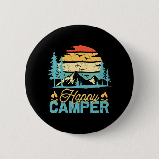 Macaron Rond 5 Cm Happy Camper Funny Matching Camping Crew