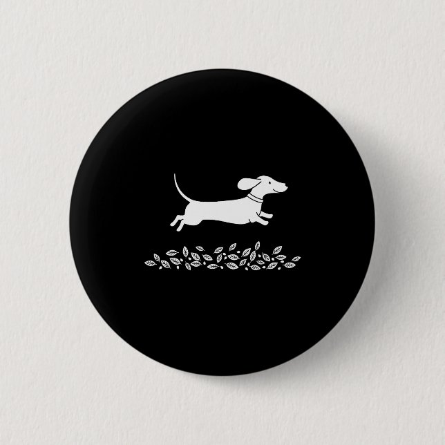 Macaron Rond 5 Cm Happy Dachshund With Autumn Leaves For Pet Lovers  (Devant)
