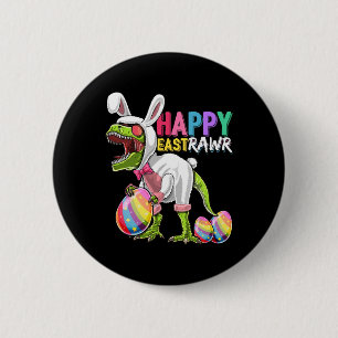 Macaron Rond 5 Cm Happy Eastrawr T Rex Dinosaur Easter Bunny Egg Cos