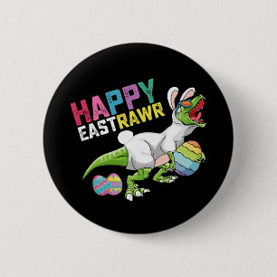 Macaron Rond 5 Cm Happy Easttrawr T Rex Dinosaur Easter Bunny Egg