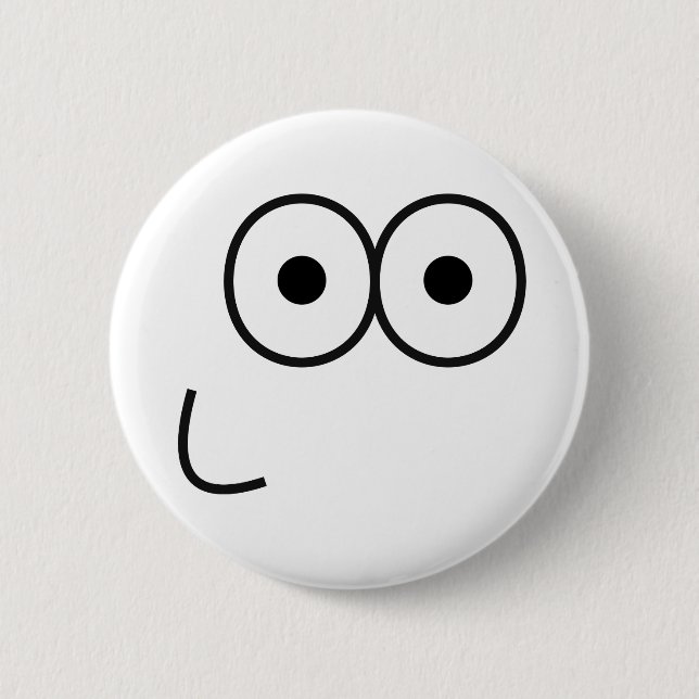 Macaron Rond 5 Cm Happy Eyes and Mouth - Bouton Pinback (Devant)