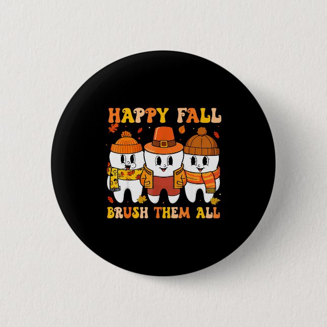 Macaron Rond 5 Cm Happy Fall Bruhem All Teeth Thanksgiving Dental De (Devant)