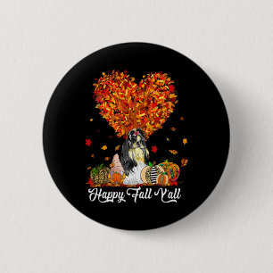 Macaron Rond 5 Cm Happy Fall Y'all Funny Shih Tzu Citrouilles d'auto