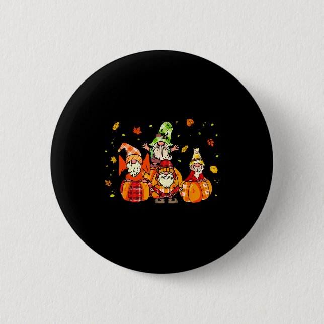 Macaron Rond 5 Cm Happy Fall Yall Shirt Buffalo Pumpkin Autumn Gnome (Devant)
