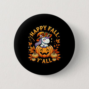 Macaron Rond 5 Cm Happy Fall Y'all Unicorn Citrouille Fall Outfit Me